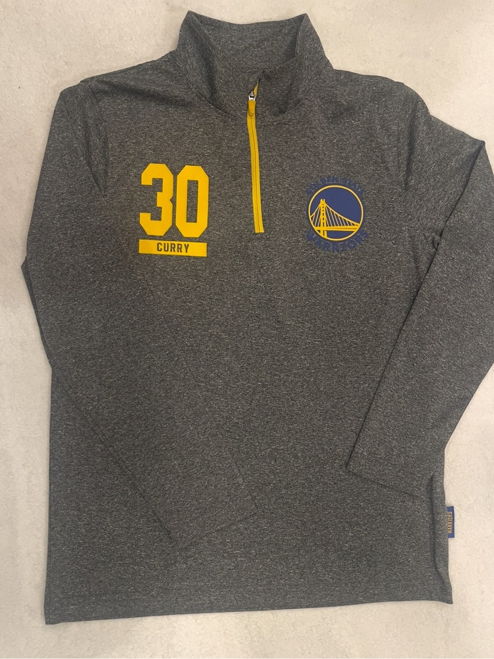 NBA Golden State Warriors Gray & Yellow 1/4 Zip Pullover - Curry 30